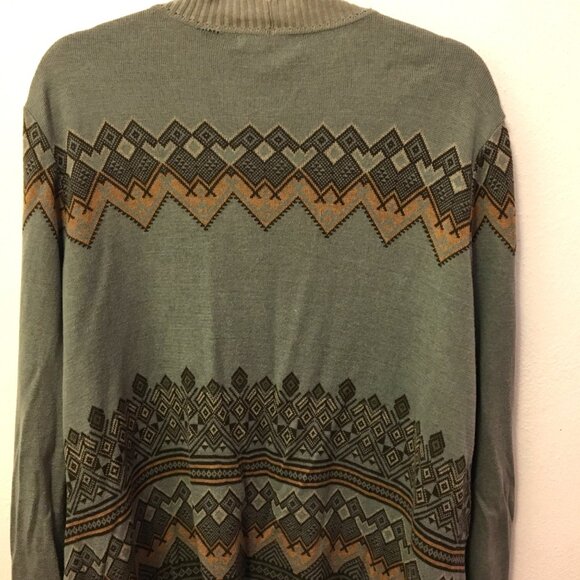 Peruvian Connection Open Front Cardigan Sweater Aztec (T5) - Picture 7 of 16